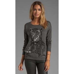 Joie Animal Jacquard Shirlene Sweater in Dark Heather Grey